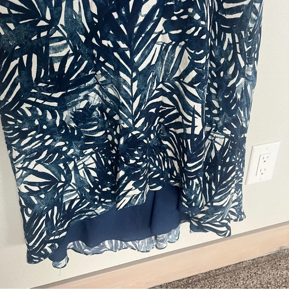 Jonathan Simkhai Priscilla Palm Print Sleeveless V-Neck Midi Dress Blue Women 2 - Picture 7 of 12